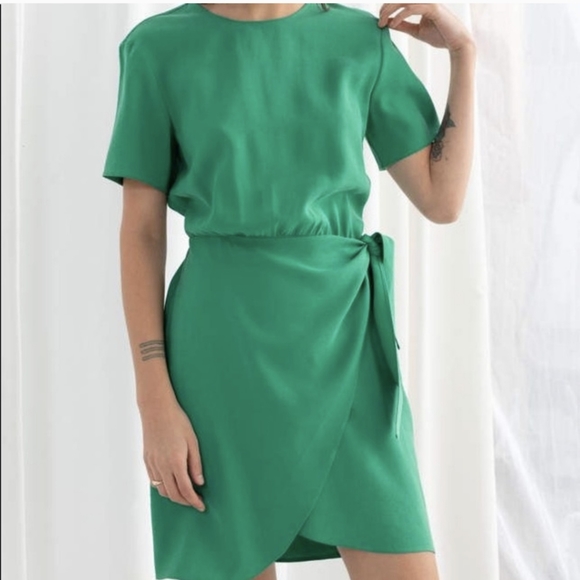 & Other Stories Dresses & Skirts - & Other Stories Green Mini Tie Waist Dress